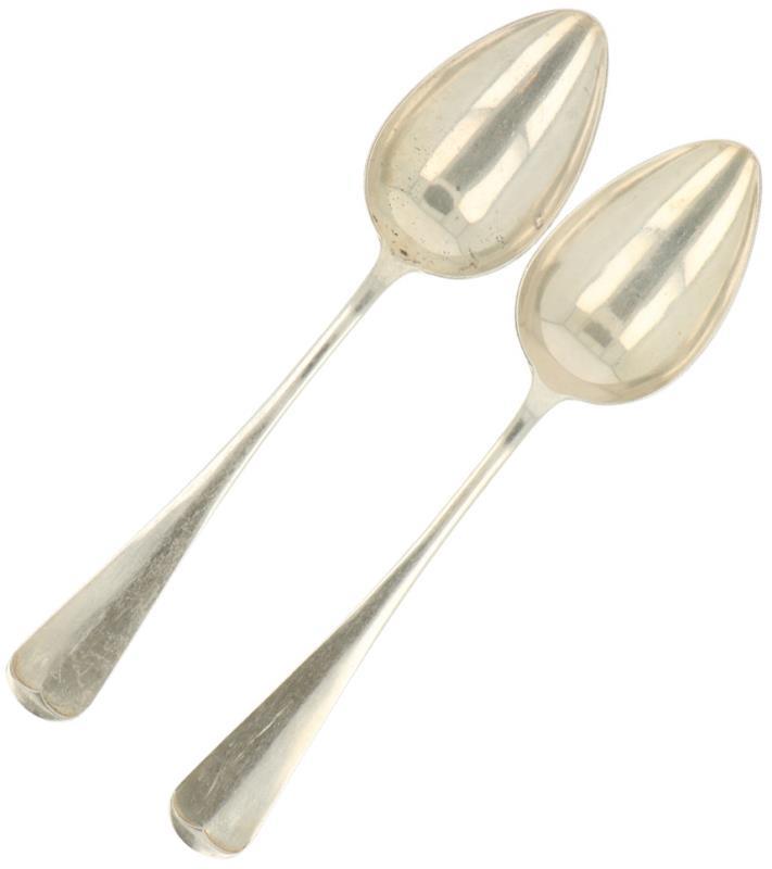 (2) Delige set opscheplepels zilver.