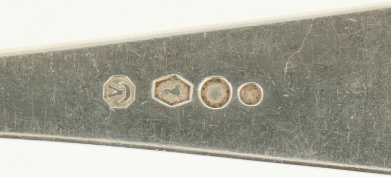 (2) Delige set opscheplepels zilver.
