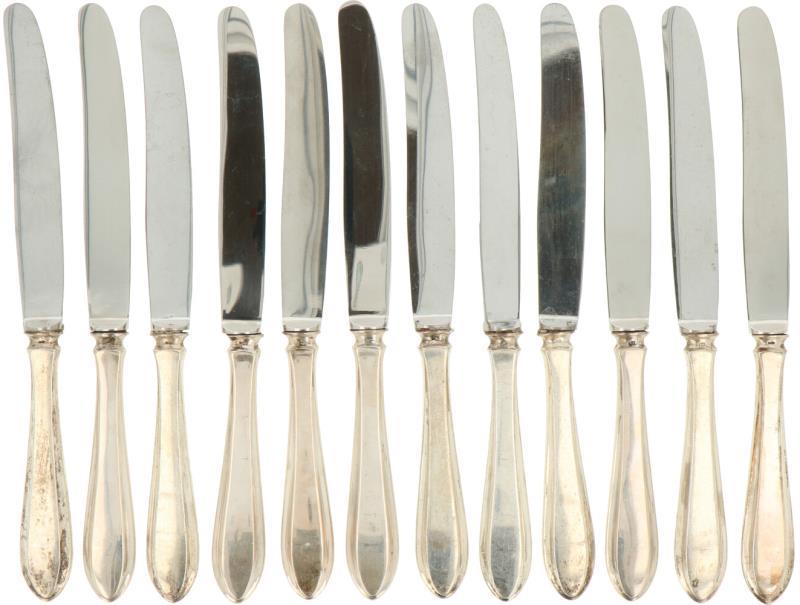 (12) Delige set Fruit messen zilver.