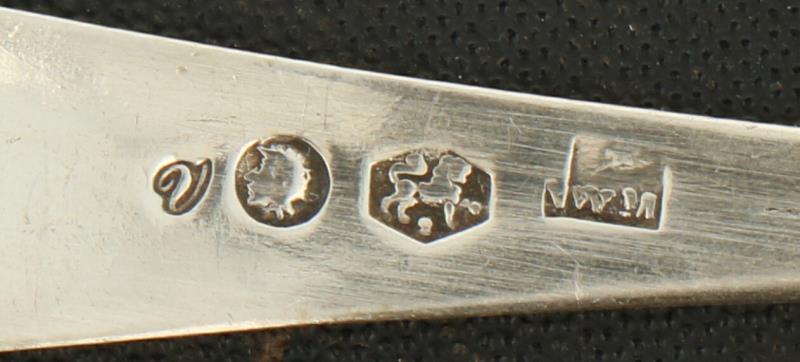 (12) Delige set koffielepels zilver.