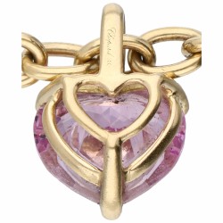 18 kt. Geelgouden Chopard armband met ca. 0.02 ct. diamant gezet in een 'So Happy' hartvormige synthetische roze saffier.