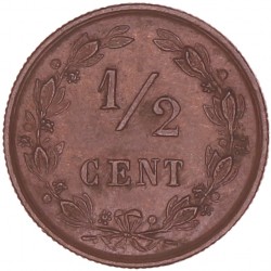 ½ Cent Willem III 1886. Prachtig.