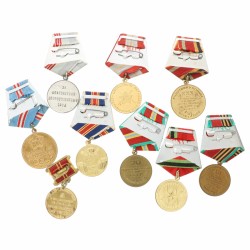 20th century. Russia. Soviet Union. Lot (10) Commemoration medals and 1 medal 'For long-term conscientious work', all but one with bifold ribbons.