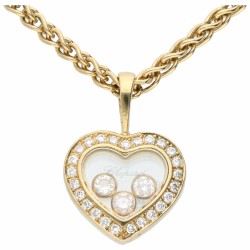 Geelgouden Chopard Happy Diamonds collier, met ca. 0.18 ct. diamant - 18 kt.