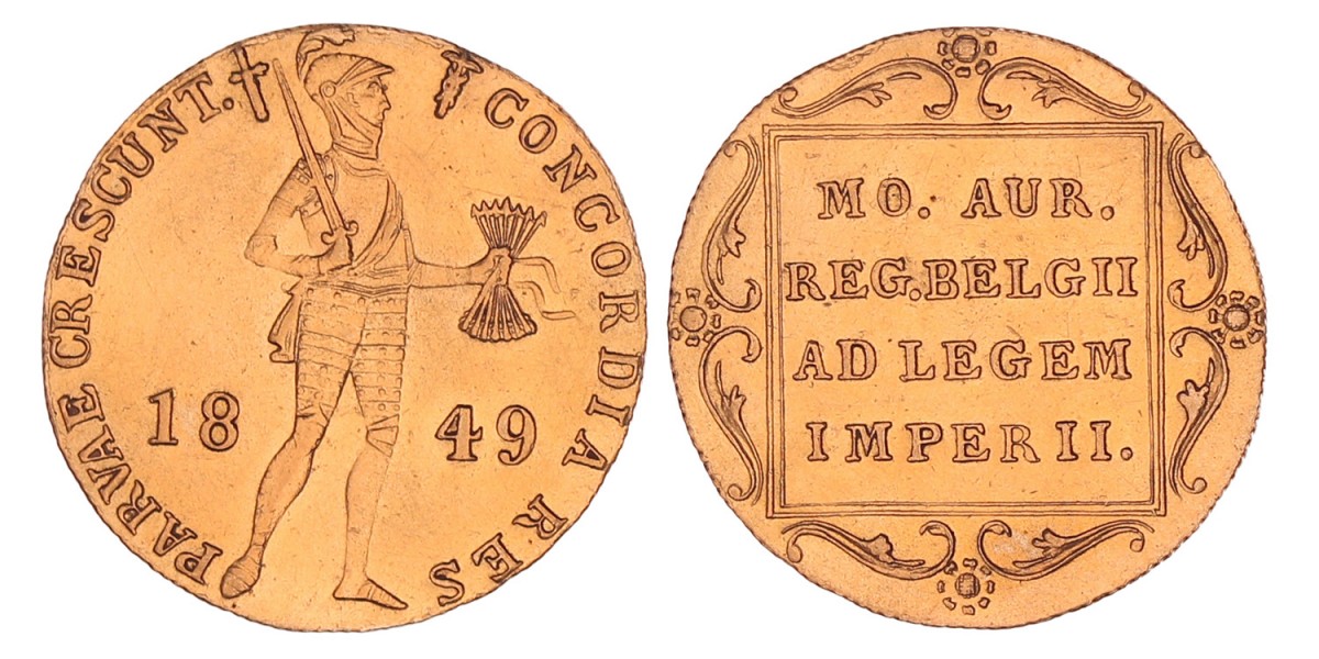 Gouden dukaat Willem III 1849. Prachtig (opgewreven).