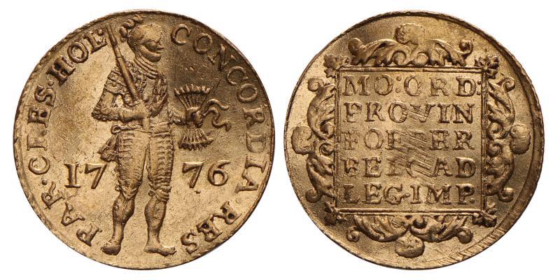 Gouden Dukaat Holland 1776. Zeer Fraai + (Vouwspoor).