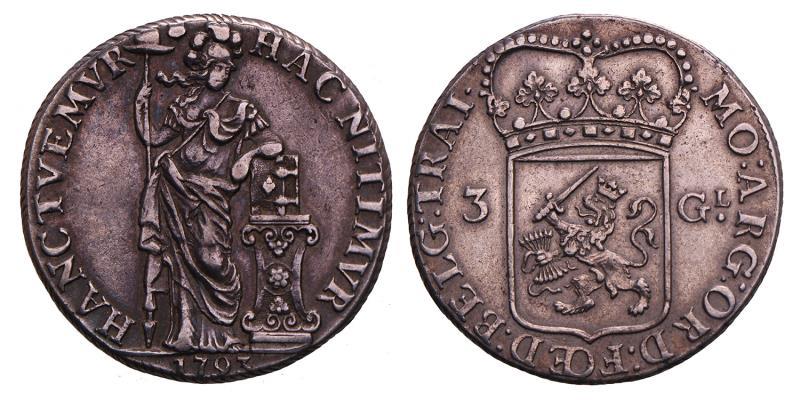 3 Gulden  -Generaliteits- Utrecht 1793. Zeer Fraai.