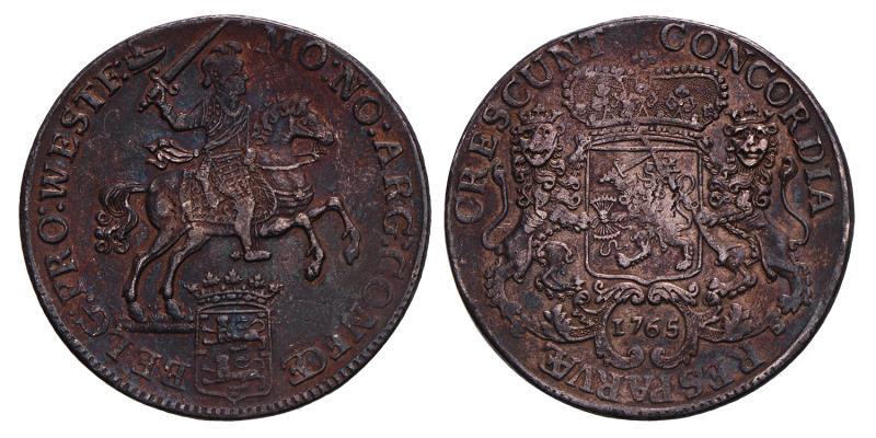 Dukaton of Zilveren Rijder West-Friesland 1765. Zeer Fraai + (stempelbarst).