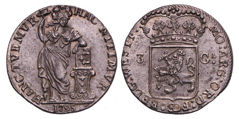3 Gulden  -Generaliteits- West-Friesland 1795. Zeer Fraai / Prachtig.