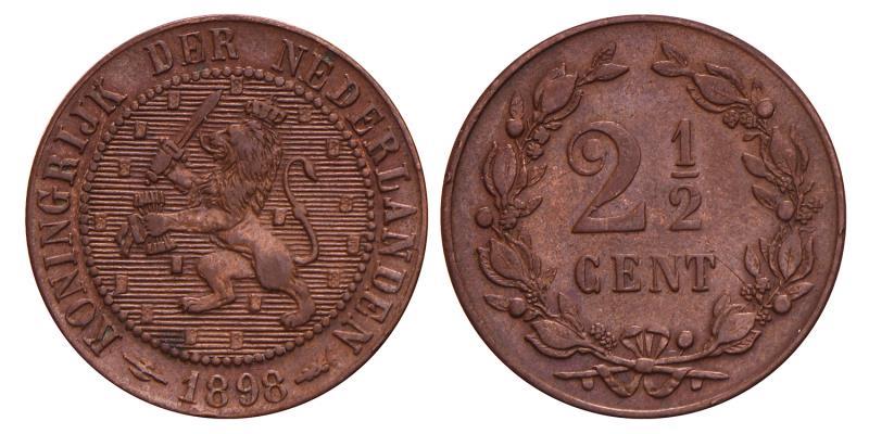 2½ Cent Wilhelmina 1898. Zeer Fraai +.