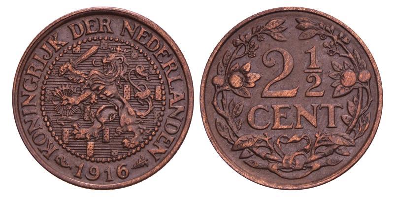 2½ Cent Wilhelmina 1916. FDC.
