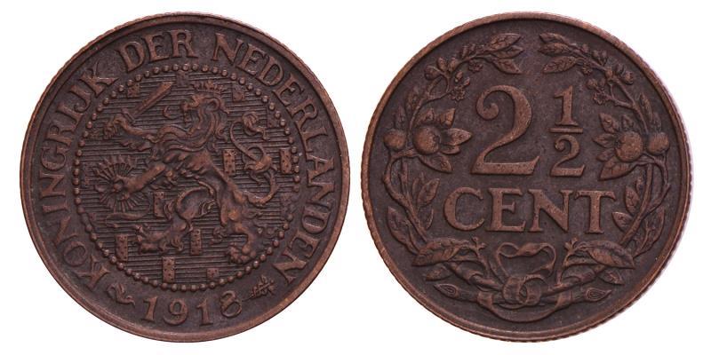 2½ Cent Wilhelmina 1918. FDC.