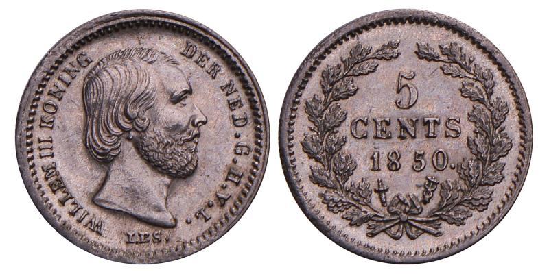 5 Cent Willem III 1850. FDC - (gepoetst).