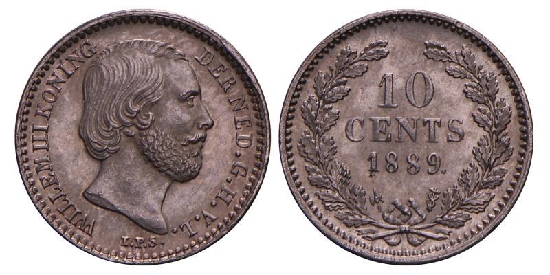 10 Cent Willem III 1889. Prachtig / FDC.