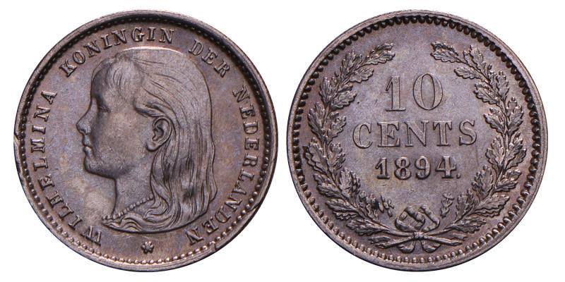 10 Cent Wilhelmina 1894. FDC.