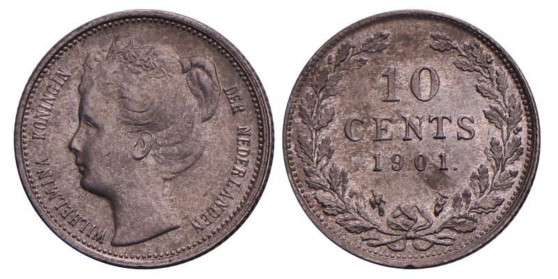 10 Cent Wilhelmina 1901. Prachtig.