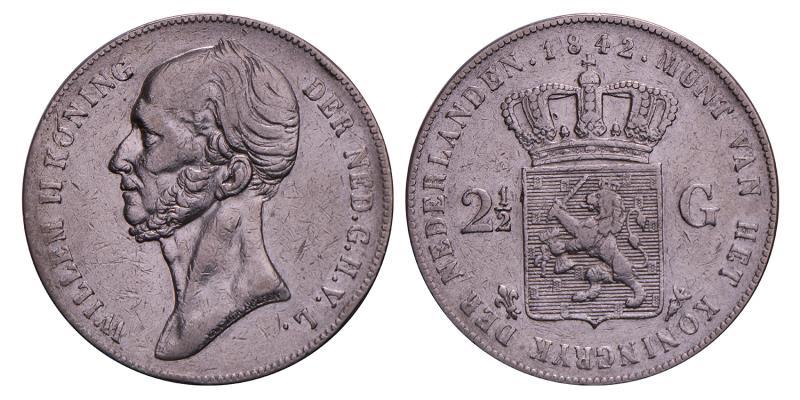2½ Gulden Willem II 1842. Zeer Fraai -.