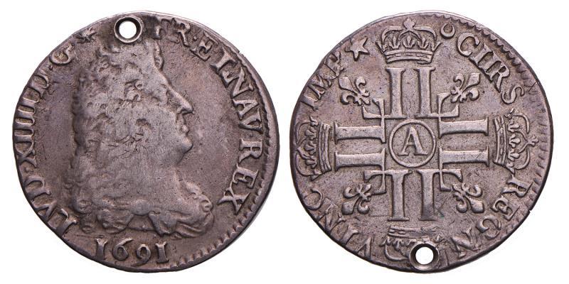 France. Louis XIV.  ¼ Ecu1691 A.