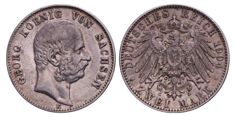 Germany. Saxony. Georg.  2 Mark. 1904 E.