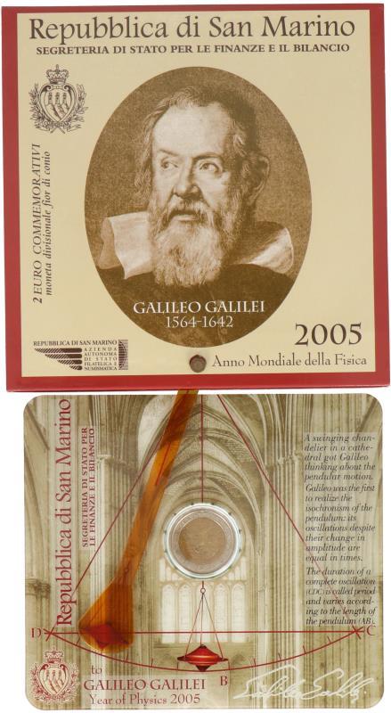 San Marino.  2 Euro 'Galileo Galilei'. 2005.