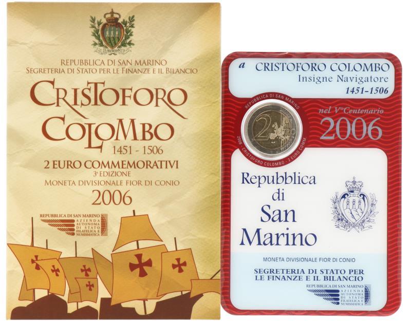 San Marino.  2 Euro '500th anniversary of the death of Christopher Columbus'. 2006.