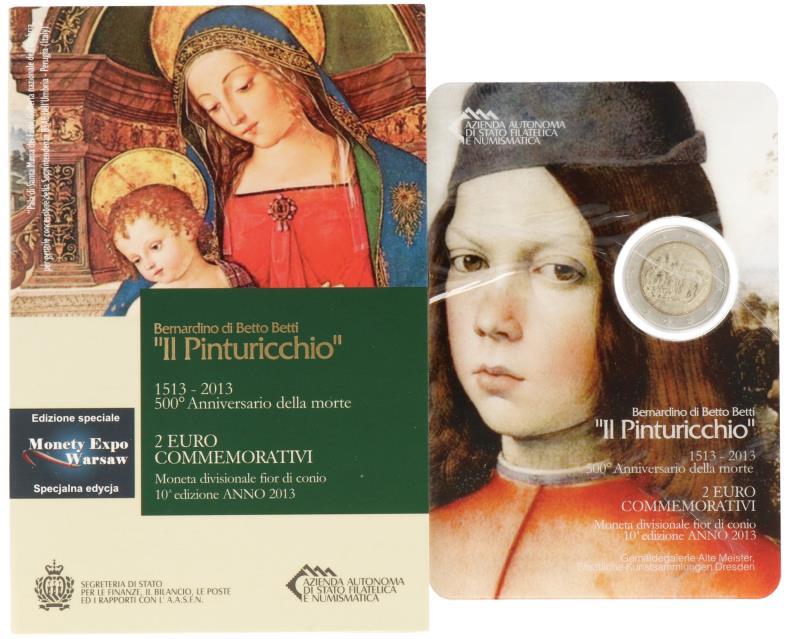 San Marino.  2 Euro '500th anniversary of the death of Pinturicchio' Special edition Monety Expo Warsaw 2013.