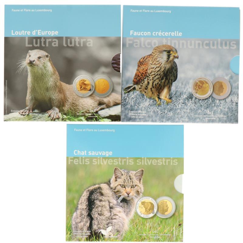 Luxembourg. Lot (3) 5 Euro 'Fauna and Flora of Luxembourg'. 2009/2011/2015.