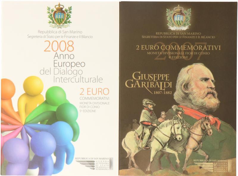San Marino. Lot (2) 2 Euro commemorative. 2007/2008.