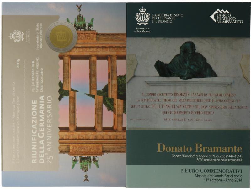 San Marino. Lot (2) 2 Euro commemorative. 2014/2015.