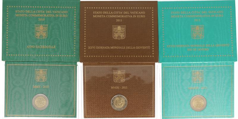 Vatican City. Lot (3) 2 Euro commemorative. 2010/2011/2013.