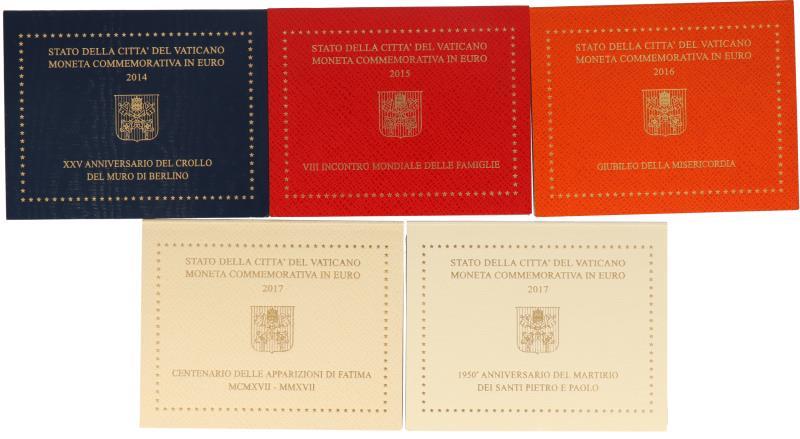 Vatican City. Lot (5) 2 Euro commemorative. 2014/2015/2016/2017(2).