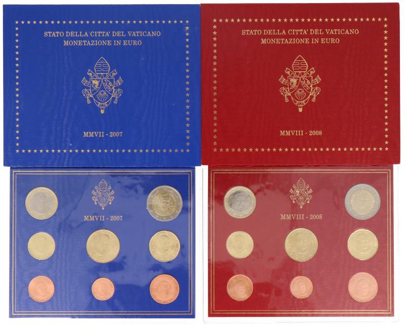 Vatican City. Lot (2) Euro coin series. 2007/2008.