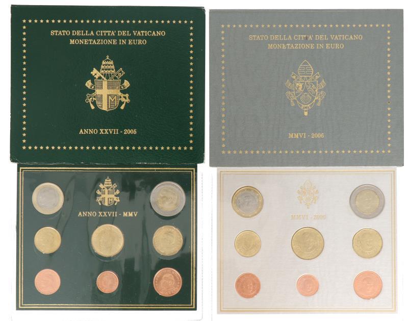 Vatican City. Lot (2) Euro coin series. 2005/2006.