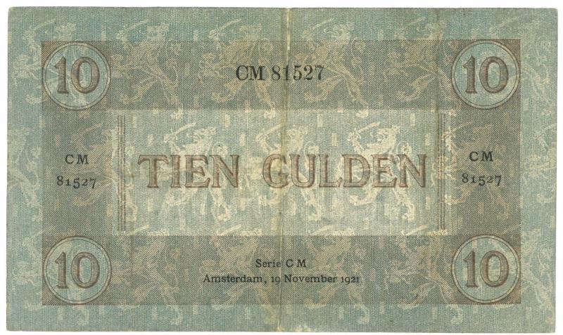 Nederland. 10 gulden. Bankbiljet. Type 1921. Arbeid en welvaart - Zeer Fraai -.