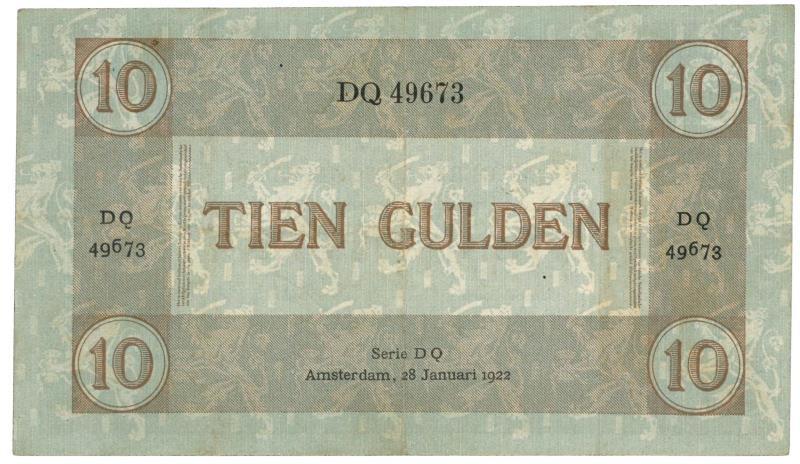 Nederland. 10 gulden. Banknote. Type 1922. Arbeid en welvaart II - Zeer Fraai +.