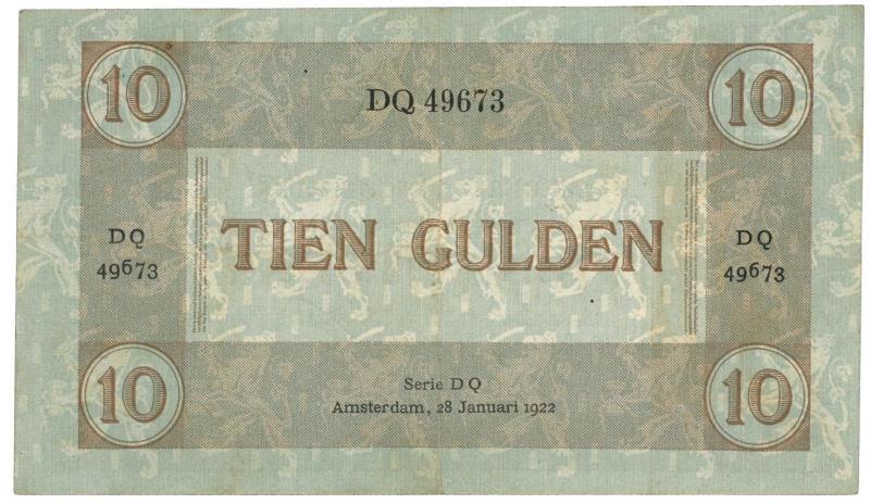 Nederland. 10 gulden. Banknote. Type 1922. Arbeid en welvaart II - Zeer Fraai +.