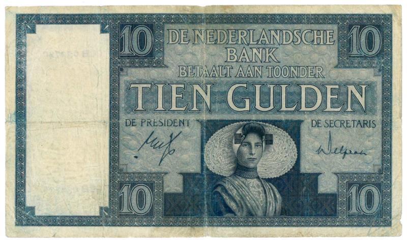 Nederland. 10 gulden. Banknote. Type 1932. Zeeuws meisje - Zeer goed / Fraai.