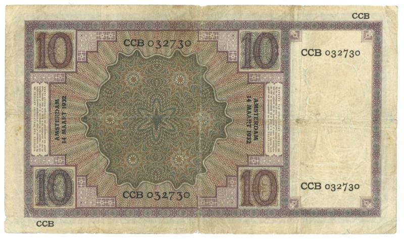 Nederland. 10 gulden. Banknote. Type 1932. Zeeuws meisje - Zeer goed / Fraai.