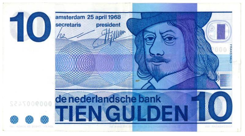 Nederland. 10 gulden. Bankbiljet. Type 1968. Frans Hals - Zeer Fraai -.