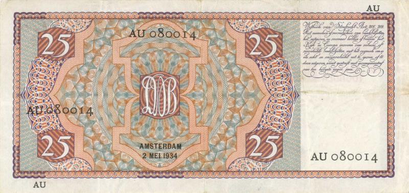 Nederland. 25 gulden. Bankbiljet. Type 1931. Mees - Zeer Fraai.