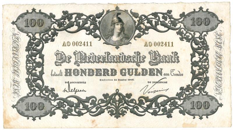 Nederland. 100 gulden. Bankbiljet. Type 1860. - Zeer Fraai +.