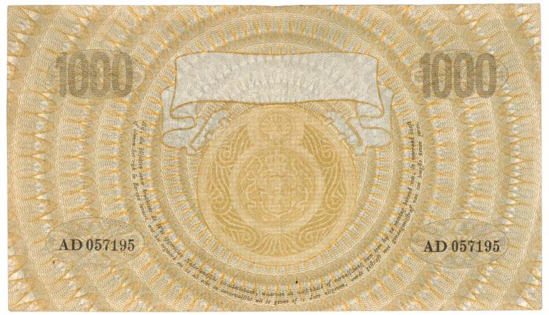 Nederland. 1000 gulden. Bankbiljet. Type 1919. Grietje seel - Zeer Fraai +.
