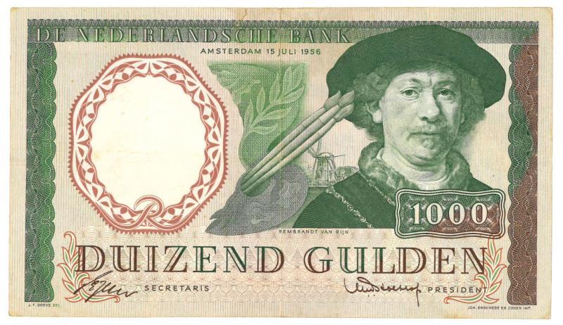 Nederland. 1000 gulden. Bankbiljet. Type 1956. Rembrandt - Fraai.