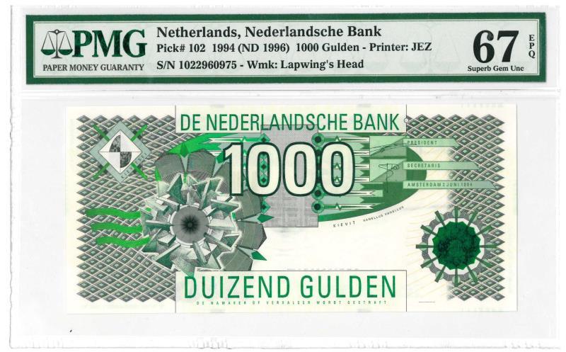 Nederland. 1000 gulden. Bankbiljet. Type 1996. Kievit - UNC.