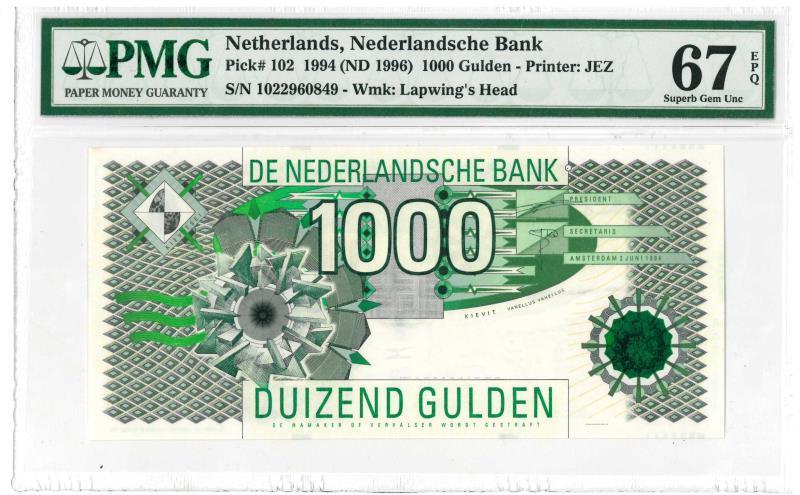 Nederland. 1000 gulden. Bankbiljet. Type 1996. Kievit - UNC.