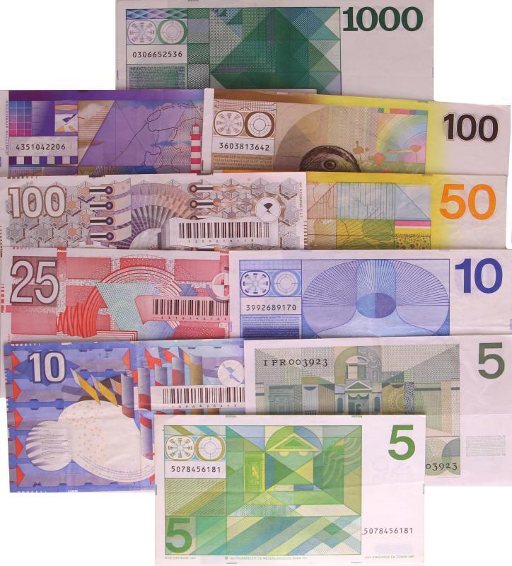 Nederland. 5-1000 gulden. Bankbiljet. Type. Diverse erflaters - Zeer Fraai.