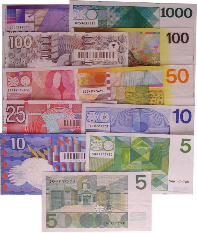 Nederland. 5-1000 gulden. Bankbiljet. Type. Diverse erflaters - Zeer Fraai.