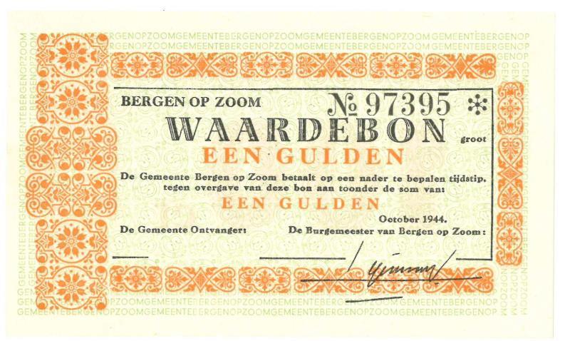 Nederland. 1 gulden. Noodgeld. Type 1940. Bergen op Zoom - About UNC.