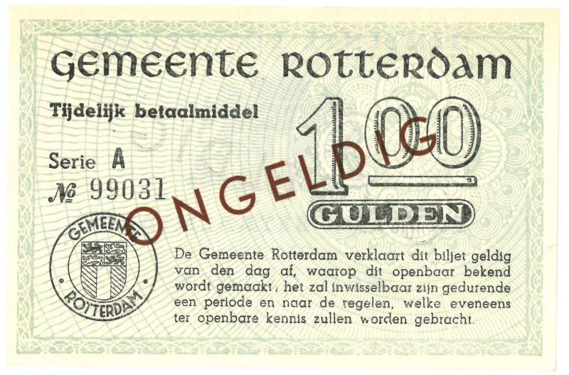 Nederland. 1 gulden. Noodgeld. Type 1940. Rotterdam - UNC.