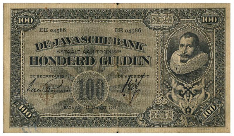 Netherlands-Indies. 100 Gulden. Banknote. Type 1927. Jan Pieterszoon Coen - Very good.